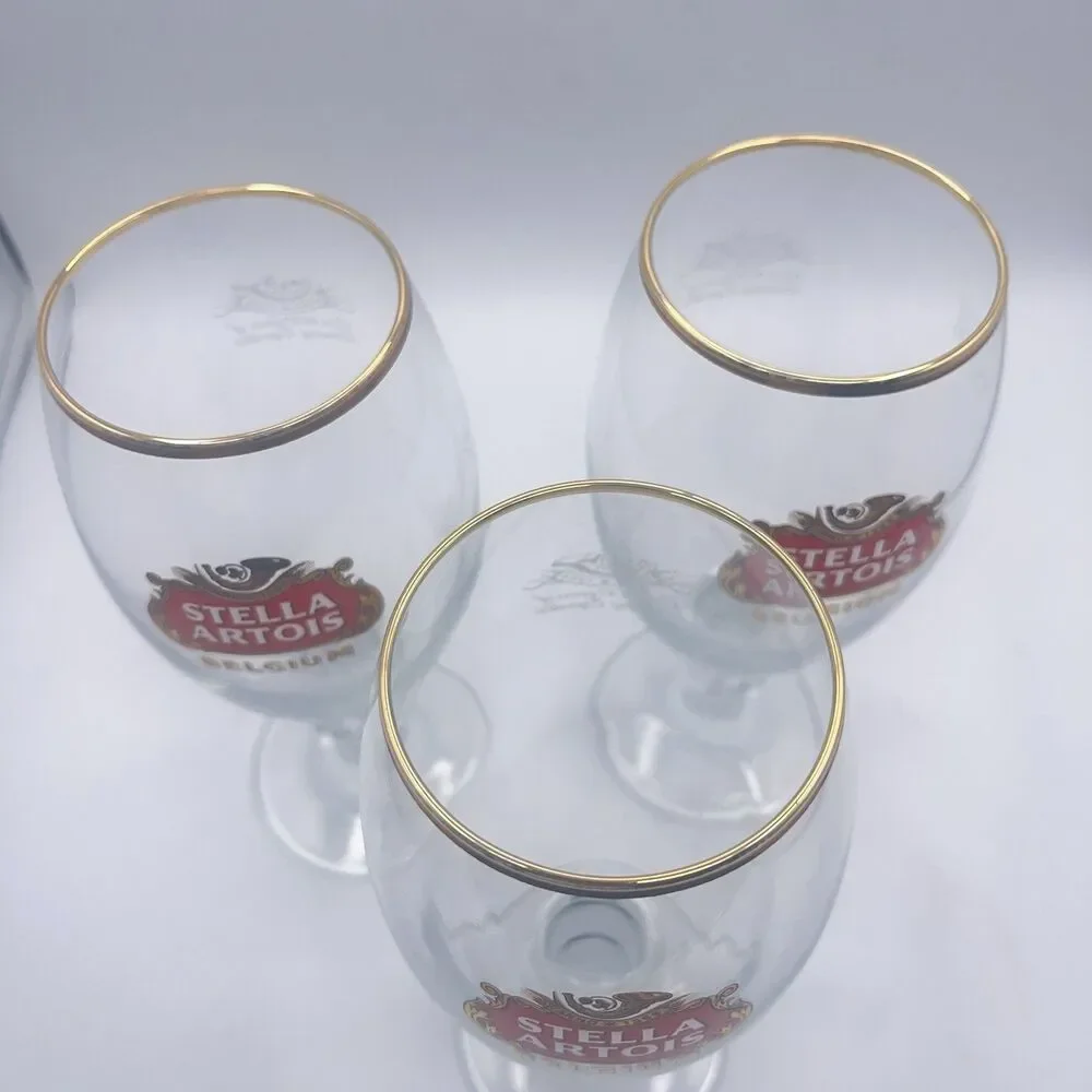 Stella Artois Gold Rimmed Beer Taster Glasses 15 CL M - Set Of 3